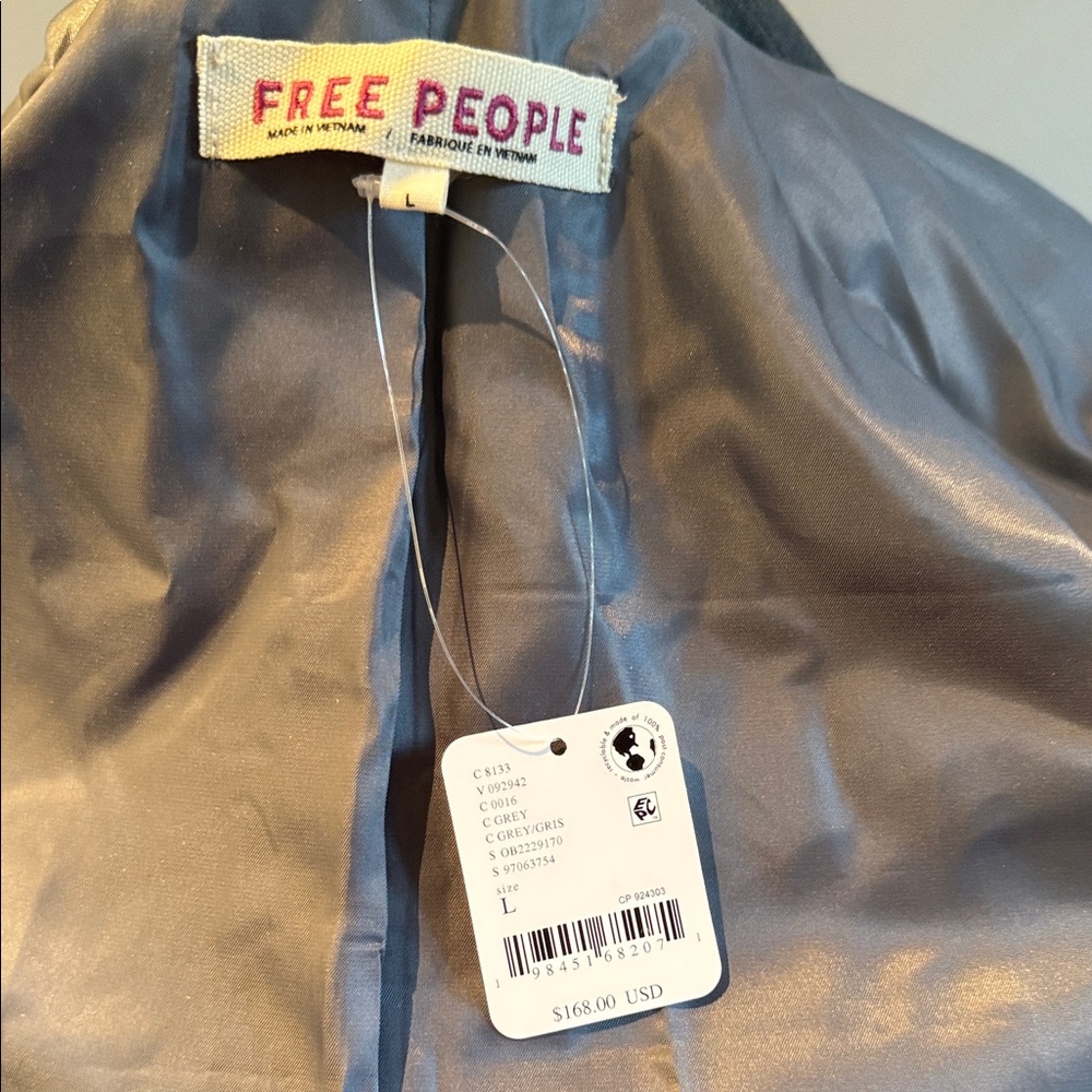 Free People Gray Belted Longline Trench Coat | NWT | Size Large - Picture 8 of 10